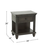 English Elm 1 Drawer Nightstand With Bottom Shelf In Grey