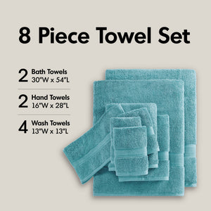 JLA Home Madison Park Signature - Ultra-Soft 100% Cotton Towels | 800 GSM Plush Spa-Quality Set with Antimicrobial Finish, Oeko-Tex Certified Aqua MPS73-193