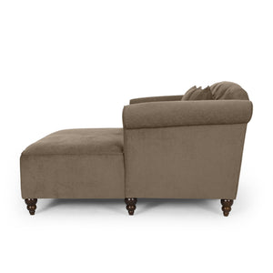 English Elm Christopher Knight Home® - Loveseat Double Chaise Lounge - Elegant Brown Fabric With Button-Tufted Design & Accent Pillows 68104.00AFBRN_68104.00BFBRN