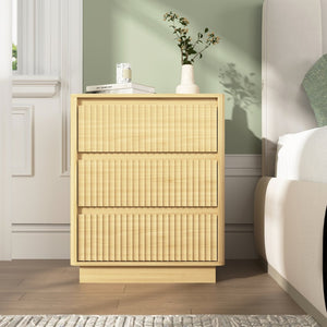 English Elm (set Set of 2 Modern End Tables with Usb-c Charging and Three Drawer Storage for Any Room Natural W409P414475
