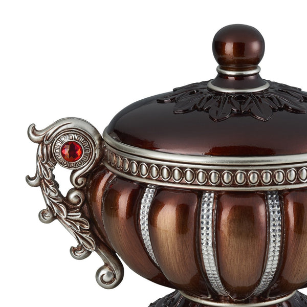 English Elm 11.5" Tall Delicata Decorative Jewelry Box – Elegant Reddish Bronze With Silver Accents & Gem Detail B072116374