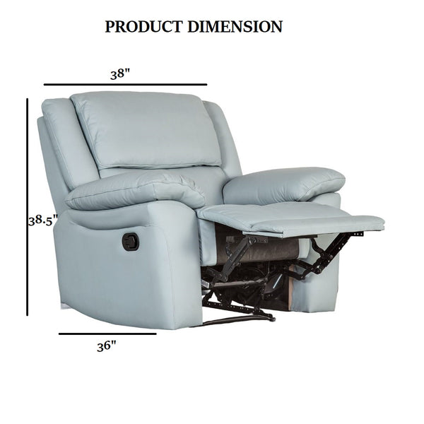 English Elm Transitional Multi-Function Glider Recliner with Channel Back, Cup Holders, Hidden Storage, Upholstered Comfort Blue 42 L x 30 W x 26 H B2741P387106
