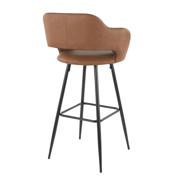 English Elm Margarite Contemporary Barstool Set Of 2 - Stylish Black Metal Legs & Brown Faux Leather Comfort B202P222397