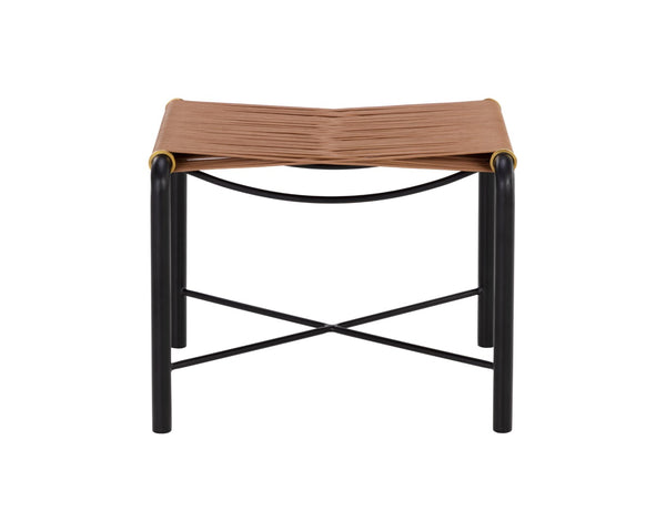 Sunpan RIZ Stool - Handcrafted Tan Leather Accent with Black Steel Frame & Gold Accents for Modern Elegance 110706