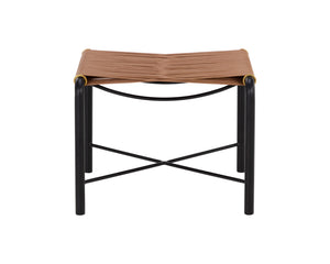 Sunpan Riz Stool - Intricate Design with Gold Accents, Perfect for Living Room or Bedroom Spaces Tan Leather