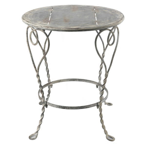 English Elm 26x26x30" Iron Round Side Table Twisted Legs Vintage Silver Shabby Chic Shelf W2078P452864