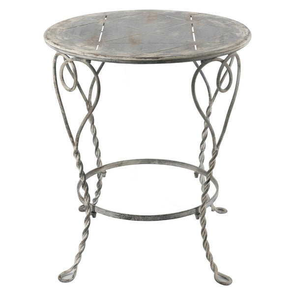 English Elm 26x26x30" Iron Round Side Table Twisted Legs Vintage Silver Shabby Chic Shelf W2078P452864