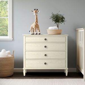 JLA Home Madison Park Signature - 4-drawer Victorian-style dresser with antique-finish wood, dovetail drawers, metal knobs, anti-tip safety Antique Cream MPS137-0315