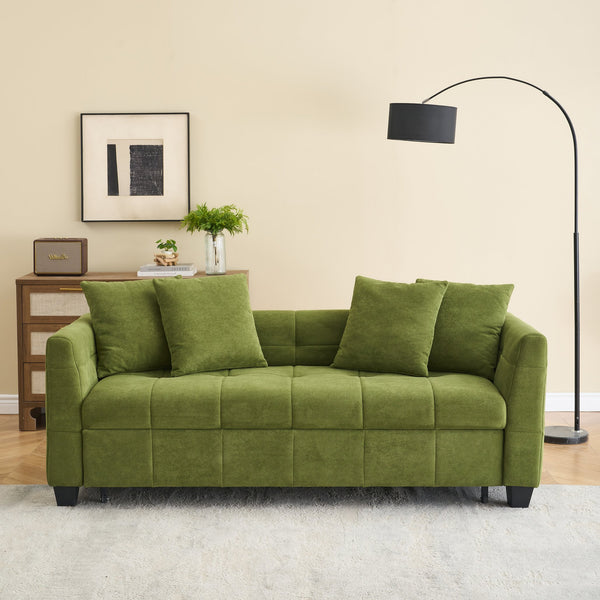 English Elm 77.9-inch cloud velvet 3-seater sofa bed with pull-out sleeper, sturdy wood frame, high-density foam comfort Green W1278S00075