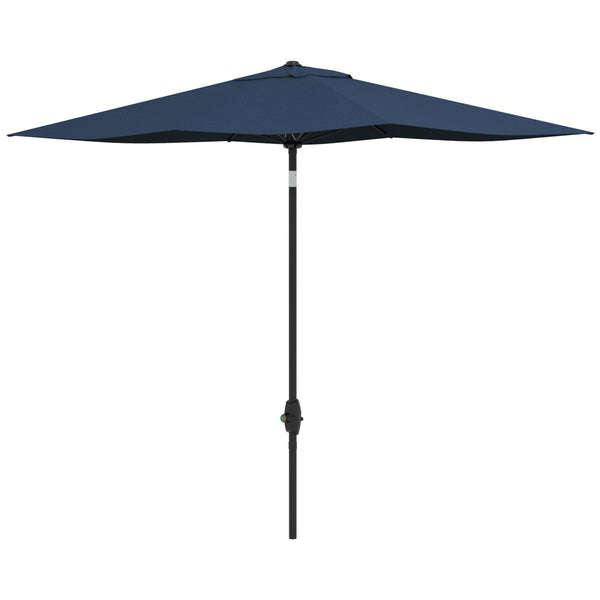 English Elm Outsunny 6.5' X 10' Market Umbrella - Stylish Blue Patio Shade With Crank & Adjustable Tilt Features W2225P200818-GIGA