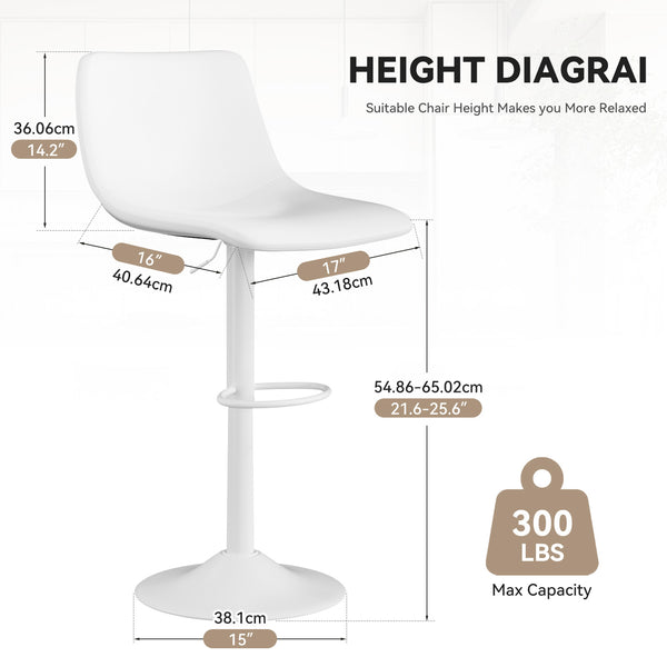 English Elm Bar Stools Set Of 2 - Modern Pu Leather Adjustable Swivel Counter Height Stools For Stylish Spaces T3950P399120