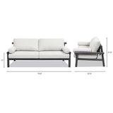 English Elm Zara 73.5" Dowel Frame Bolster Patio Deep Seating Sofa, Wheat Beige Axroma Olefin