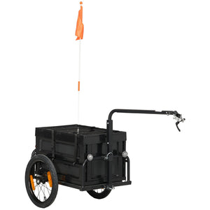 English Elm Aosom Folding Bike Cargo Trailer with Removable Box Quick Release Pneumatic Wheels W2225P200591