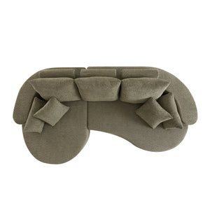 English Elm Christopher Knight Home® - 106 Cloud Curved Sectional Sofa with Chaise — Plush Chenille, High-Elastic Foam, No Assembly Required Green N773IS00013F