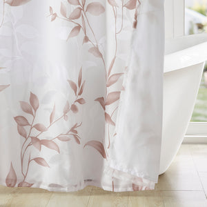 JLA Home Madison Park - Burnout Botanical Shower Curtain with Textured Burnout Detail, Water-Resistant, Machine Washable Elegance Mauve MP70-6630