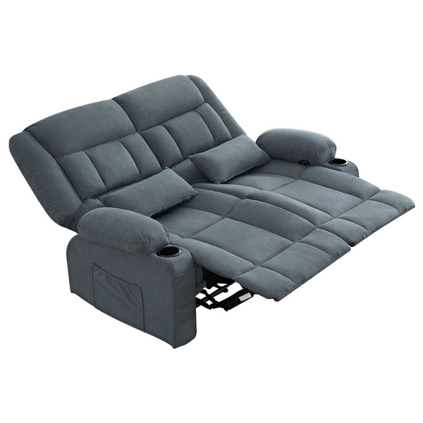English Elm Recliner Oversized Manual Loveseat with Cup Holders and Side Pocket, Ergonomic 150° Recline, 600lb Capacity Blue W1521S00075