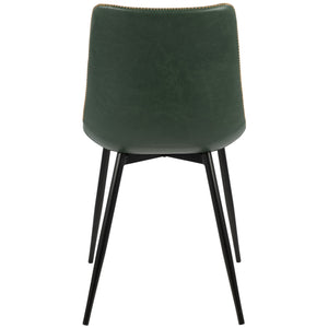 English Elm Durango Vintage Green Faux Leather Dining Chairs with Zig-Zag Stitching & Black Tapered Legs (Set of 2) B202P223847