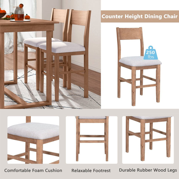 English Elm TOPMAX 82-inch Farmhouse Extendable Dining Set with Two 11" Removable Leaves, Upholstered Seats and Bench Brown N717S000230D