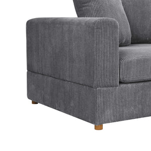 English Elm Haven Modular Corduroy Sectional Sofa — 6-Piece Low-Profile Design, Cozy Upholstery & Durable Support Gray B343S00002