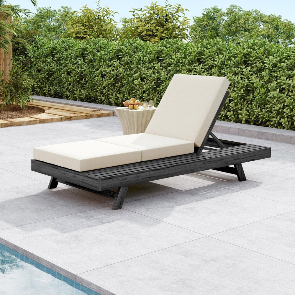 English Elm Lounge Chaise Outdoor Acacia Wood Slatted Frame with Water Resistant Cushion Resort Style N770P442B17C
