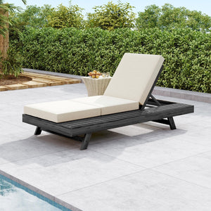 English Elm Lounge Chaise Outdoor Acacia Wood Slatted Frame with Water Resistant Cushion Resort Style N770P442B17C