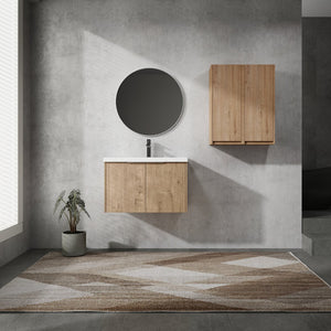 English Elm 30" Wall-Mounted Bathroom Vanity With Sink & Side Cabinets - Stylish, Space-Saving Design & Storage W999S00222