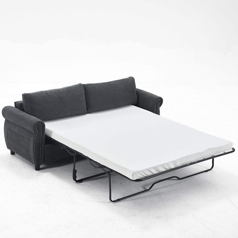 English Elm U_Style Convertible Sofa Bed Sleeper with Thick Foam & Pocket Springs, Space-Saving Dual Use Lounge Gray W2705S00012