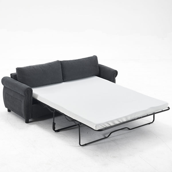 English Elm U_Style Convertible Sofa Bed Sleeper with Thick Foam & Pocket Springs, Space-Saving Dual Use Lounge Gray W2705S00012