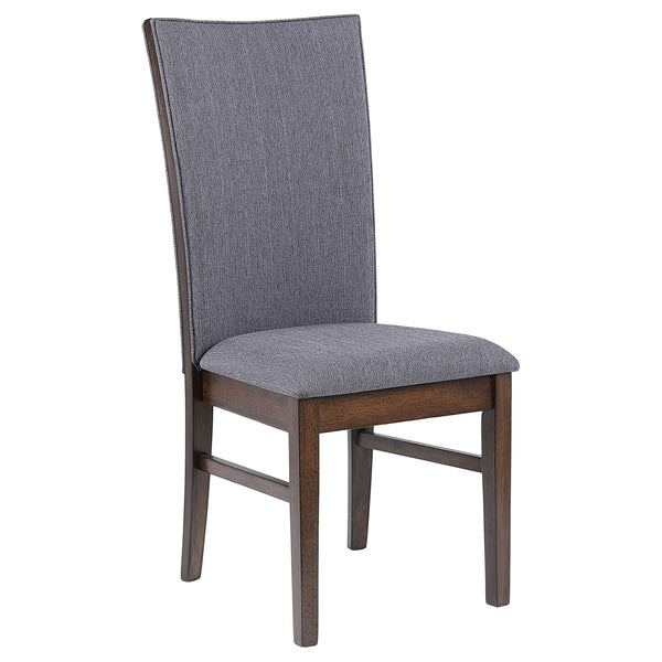 English Elm Wawona Grey Upholstered Dining Side Chair Set of 2 — Tall Back Comfort, Tapered Profile, Brown Wood Base B062P375534