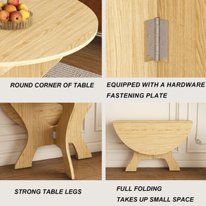 English Elm 43 Inch Foldable Mdf Dining Table with Warm Wood Grain Veneer for Compact Living Ancient Oak W2700P409329