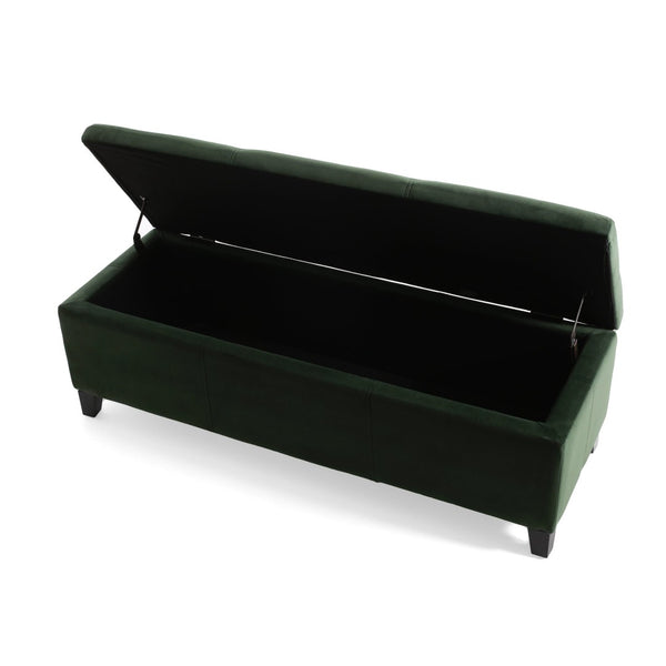 English Elm Indoor Tufted Upholstered Storage Bench with Lift Top Hidden Compartment for Entryway Forest Green N779P396200G
