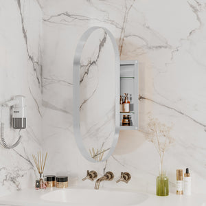 English Elm 20x34 Recessed Medicine Cabinet with Mirror — Black Metal Frame, Adjustable Shelves, Sleek Bathroom Storage White W1435P201161