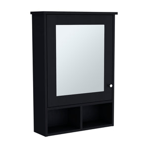 English Elm Vina Mirrored Medicine Cabinet 29" High with Three Concealed Shelves and Two Open Display Shelves Black 34.7 L x 23.3 W x 4.8 H B070P234359