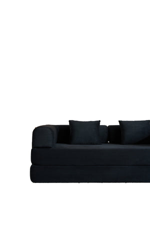 English Elm Convertible Sleeper Sofa Bed with Corduroy Upholstery, 4‑in‑1 Folding Couch Mattress, Space‑Saving Lounge Black W3434P346241