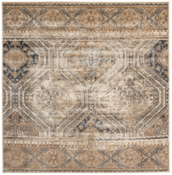 Unique Loom Chateau Jackson Machine Made Trellis Rug Blue Beige, Brown/Gray/Ivory/Blue 7' 1" x 7' 1"