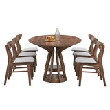 English Elm (1 Table+6 Chairs) 78.74 Inch Modern Dining Table Set Of 7 Piece s,Wooden Table and Chairs For Living Room,Large Kitchen Set Oval Table For Restaurant,Walnut