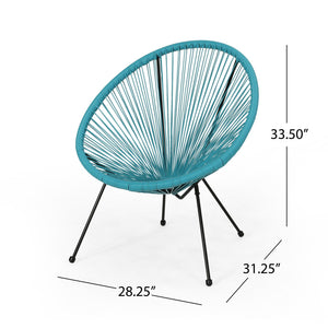 English Elm Christopher Knight Home® - ANSON Woven Outdoor Chair Set of 2 with Steel Frame — Modern Hammock Weave Design for Patio Comfort Teal N773P188736T