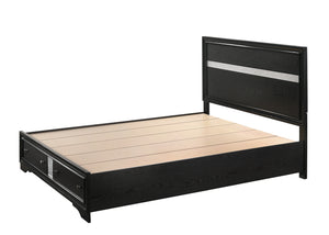 English Elm 1Pc Queen Platform Bed With Storage Drawers - Elegant Silver Accents, Solid Wood, Modern Design B2741S00155