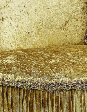 English Elm Gold Rococo Vanity Stool with Button-Tufted Back, Ornate Carvings, Gold Finish, Plush Upholstery B062P215391