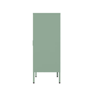 English Elm Naomi Metal Accent Cabinet 32" — Ventilated Double-Door Steel Storage with Adjustable Shelves, Modern Stability Sage Green B365P397887