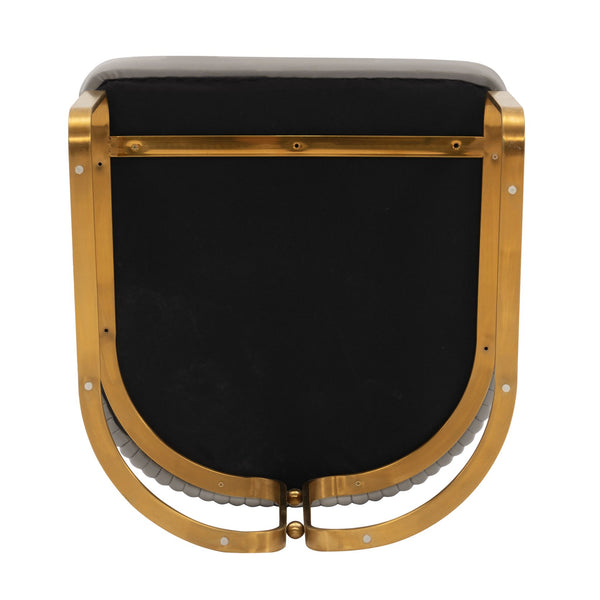 English Elm Raya Solid Wood Vegan Leather Dining Chair with Gold Geometric Base, Ribbed Back & High-Density Foam taupe B365P397746