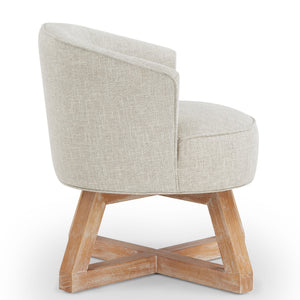 English Elm Swivel chair with solid rubberwood cross base, 360° smooth rotation, ergonomic linen upholstery for home comfort Light Gray W2186P166256