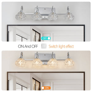 English Elm 23" Nickel Vintage Crystal Vanity Light - 4-Light Hardwired Bathroom Mirror Fixture, Nickel Iron Elegance W2312P374821