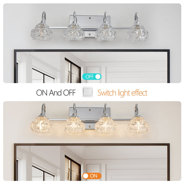 English Elm 23" Nickel Vintage Crystal Vanity Light - 4-Light Hardwired Bathroom Mirror Fixture, Nickel Iron Elegance W2312P374821