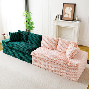 English Elm Luxury Color-Block Turtle Velvet Multifunctional Sofa - Cozy Modular Design For Stylish Living Spaces W3371S00054