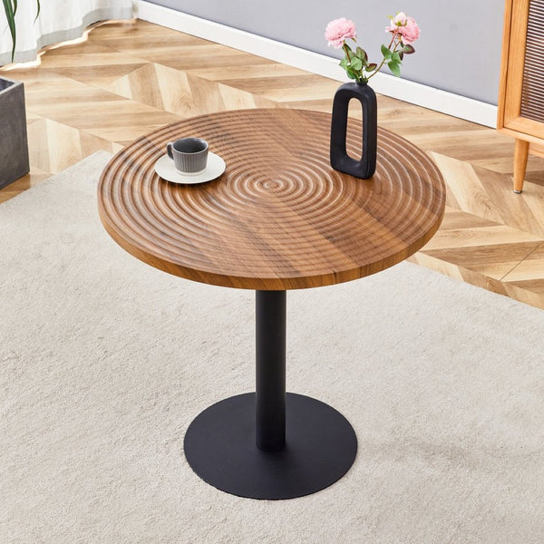 English Elm 31.5 Inch Round Dining Table Dark Grain Mdf Top Metal Base for Small Spaces Black,Wood W1151P235230
