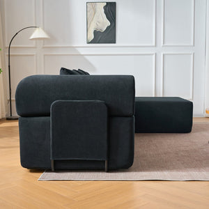 English Elm 106" Modular Sectional Sofa with Deep Seat Velvet Upholstery, Boneless L Shaped Chaise, 5 Pillows, No Assembly Required Black W3163S00043