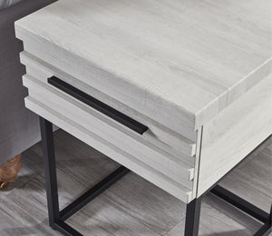 English Elm Celestial Modern Storage End Table with Drawer and Metal Base — Durable MDF Veneer Accent Nightstand White T2574P163352