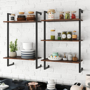 English Elm 3 3 Tier and 2 Tier Bathroom Shelves Metal Wood Hanging Storage Organizer Wall-Mounted Decorable Space-Saver for Towels Books Spice Bottles W331P279736