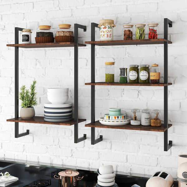 English Elm 3 3 Tier and 2 Tier Bathroom Shelves Metal Wood Hanging Storage Organizer Wall-Mounted Decorable Space-Saver for Towels Books Spice Bottles W331P279736